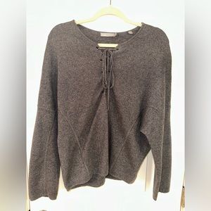 Vince. Grey Wool Cashmere Lace-Up Sweater